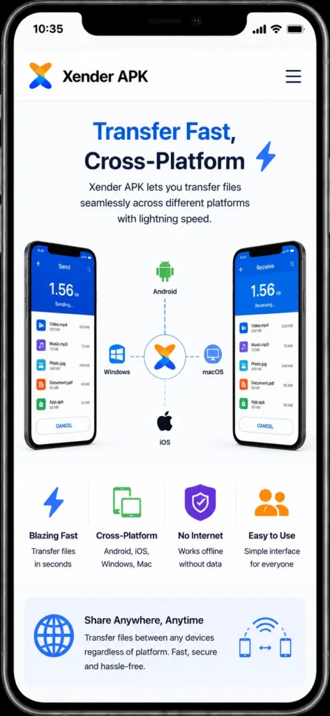 Xender APK Download v18.8.0.prime Latest Version 2026 3 Xender APK transfer cross platform